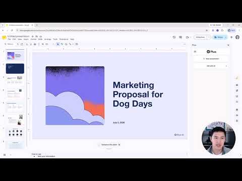 Кадр официального видео Plus AI: Как это выглядит в Google Slides