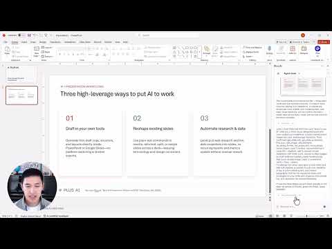 Кадр официального видео Plus AI: Plus AI в PowerPoint: посмотрите процесс